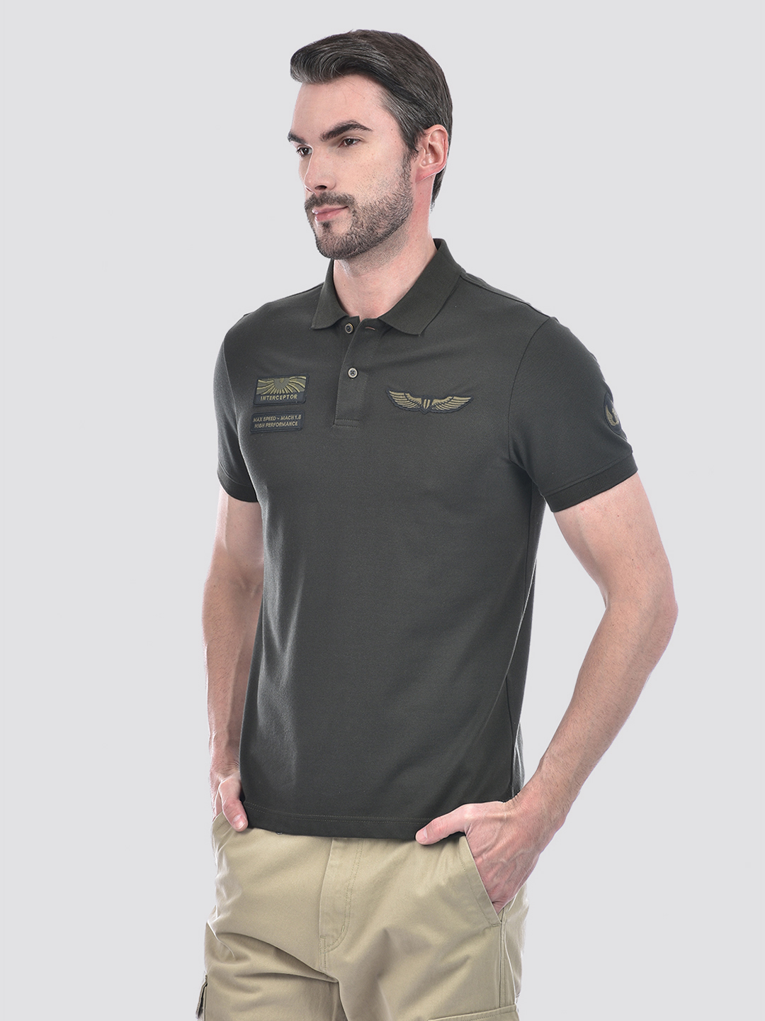 Numero Uno Men Applique Olive T-Shirt